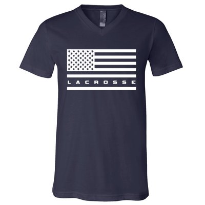 American Flag Lacrosse Apparel Gift Lacrosse Gift V-Neck T-Shirt