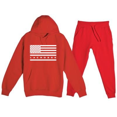 American Flag Lacrosse Apparel Gift Lacrosse Gift Premium Hooded Sweatsuit Set