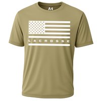 American Flag Lacrosse Apparel Gift Lacrosse Gift Cooling Performance Crew T-Shirt