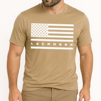 American Flag Lacrosse Apparel Gift Lacrosse Gift Cooling Performance Crew T-Shirt