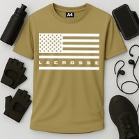 American Flag Lacrosse Apparel Gift Lacrosse Gift Cooling Performance Crew T-Shirt