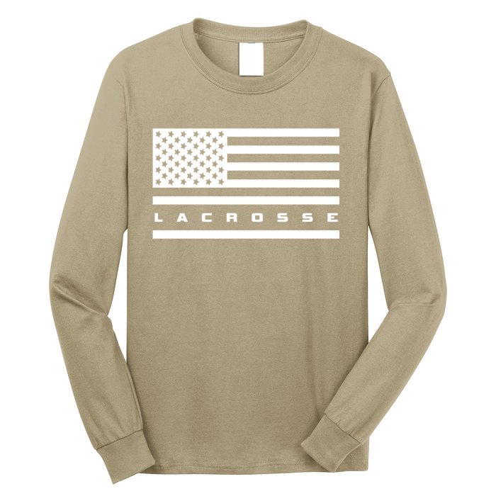 American Flag Lacrosse Apparel Gift Lacrosse Gift Long Sleeve Shirt