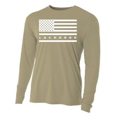 American Flag Lacrosse Apparel Gift Lacrosse Gift Cooling Performance Long Sleeve Crew