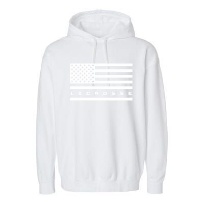 American Flag Lacrosse Apparel Gift Lacrosse Gift Garment-Dyed Fleece Hoodie