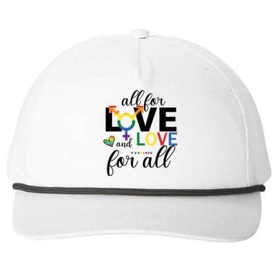 All For Love And Love Ll Lgbt Pride Love Wins Gift Snapback Five-Panel Rope Hat