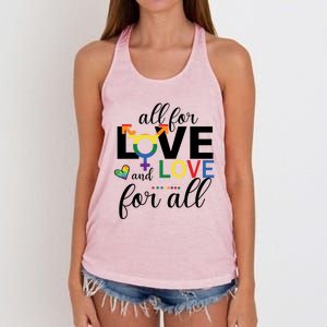 All For Love And Love Ll Lgbt Pride Love Wins Gift Women's Knotted Racerback Tank