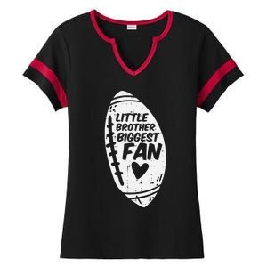 American Football Little Brother Biggest Fan Family Ladies Halftime Notch Neck Tee