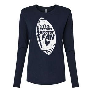 American Football Little Brother Biggest Fan Family Womens Cotton Relaxed Long Sleeve T-Shirt