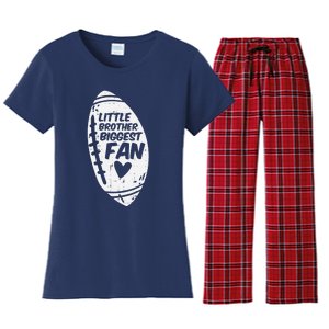 American Football Little Brother Biggest Fan Family Women's Flannel Pajama Set