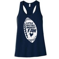 American Football Little Brother Biggest Fan Family Women's Racerback Tank