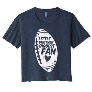 American Football Little Brother Biggest Fan Family Women's Crop Top Tee