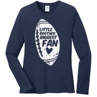 American Football Little Brother Biggest Fan Family Ladies Long Sleeve Shirt