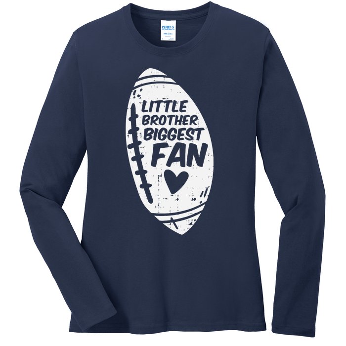 American Football Little Brother Biggest Fan Family Ladies Long Sleeve Shirt