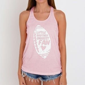 American Football Little Brother Biggest Fan Family Women's Knotted Racerback Tank