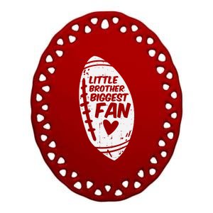 American Football Little Brother Biggest Fan Family Ceramic Oval Ornament