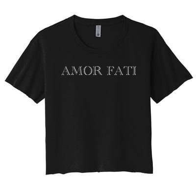 Amor Fati Love Your Fate Stoic Inspirational Latin Women's Crop Top Tee