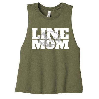 American Football Line Mom Player Support Gift Women's Racerback Cropped Tank