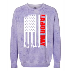 American Flag Labor Day Gift Colorblast Crewneck Sweatshirt