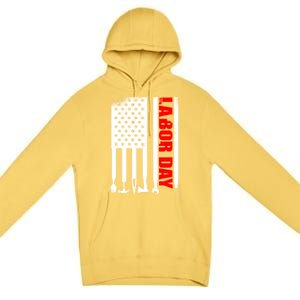 American Flag Labor Day Gift Premium Pullover Hoodie