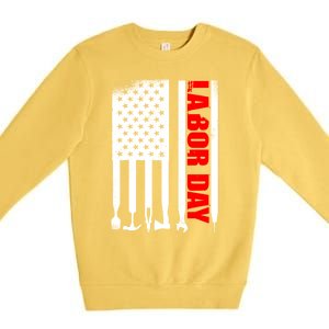 American Flag Labor Day Gift Premium Crewneck Sweatshirt