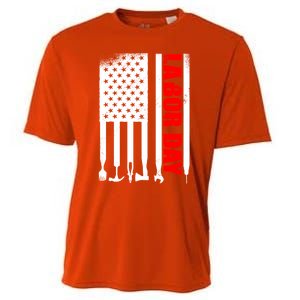 American Flag Labor Day Gift Cooling Performance Crew T-Shirt