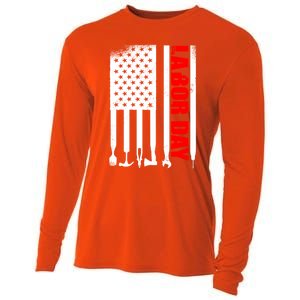 American Flag Labor Day Gift Cooling Performance Long Sleeve Crew