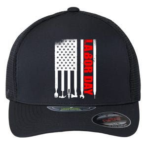 American Flag Labor Day Gift Flexfit Unipanel Trucker Cap