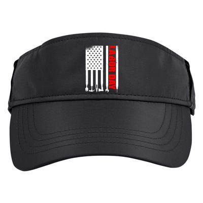 American Flag Labor Day Gift Adult Drive Performance Visor