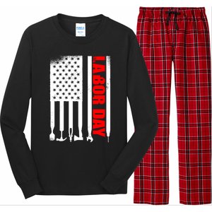 American Flag Labor Day Gift Long Sleeve Pajama Set