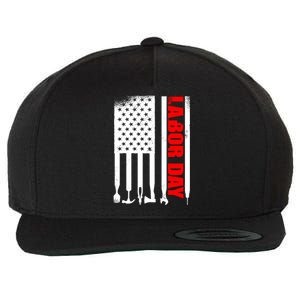 American Flag Labor Day Gift Wool Snapback Cap