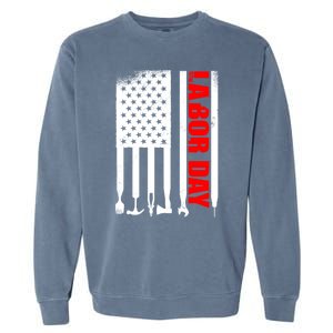 American Flag Labor Day Gift Garment-Dyed Sweatshirt