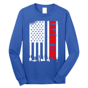 American Flag Labor Day Gift Long Sleeve Shirt