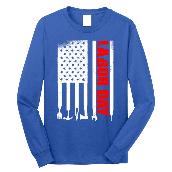 American Flag Labor Day Gift Long Sleeve Shirt