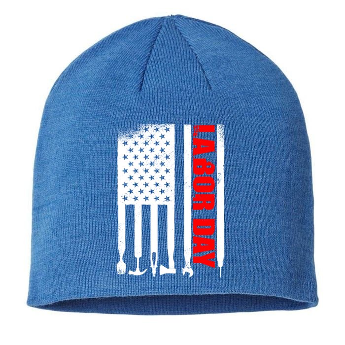 American Flag Labor Day Gift Sustainable Beanie