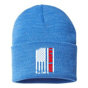 American Flag Labor Day Gift Sustainable Knit Beanie