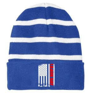 American Flag Labor Day Gift Striped Beanie with Solid Band