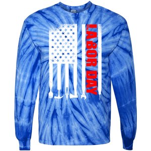 American Flag Labor Day Gift Tie-Dye Long Sleeve Shirt