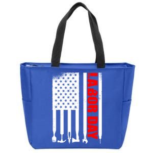 American Flag Labor Day Gift Zip Tote Bag