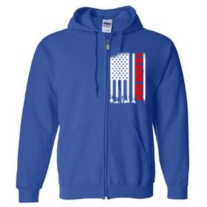 American Flag Labor Day Gift Full Zip Hoodie