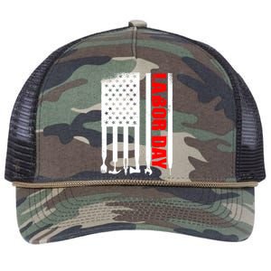 American Flag Labor Day Gift Retro Rope Trucker Hat Cap