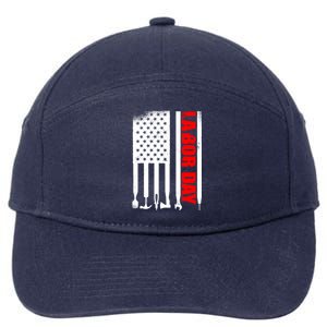 American Flag Labor Day Gift 7-Panel Snapback Hat