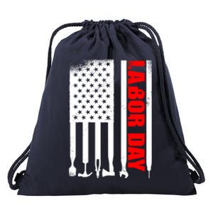 American Flag Labor Day Gift Drawstring Bag