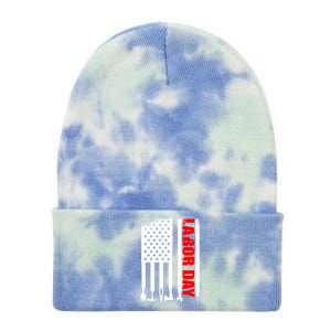 American Flag Labor Day Gift Tie Dye 12in Knit Beanie