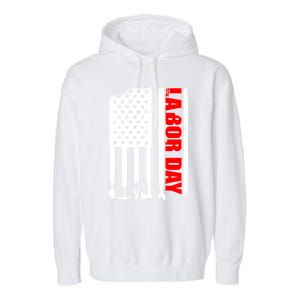 American Flag Labor Day Gift Garment-Dyed Fleece Hoodie