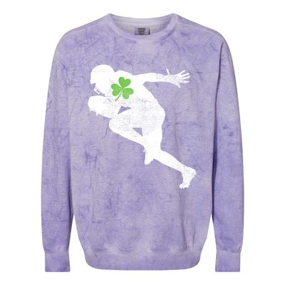 American Football Lovers Green Shamrock Leaf St Patricks Day Colorblast Crewneck Sweatshirt