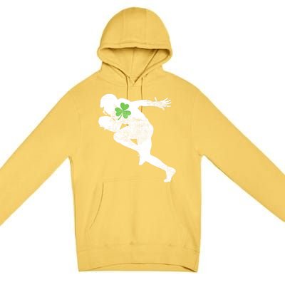 American Football Lovers Green Shamrock Leaf St Patricks Day Premium Pullover Hoodie