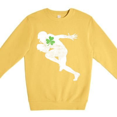 American Football Lovers Green Shamrock Leaf St Patricks Day Premium Crewneck Sweatshirt