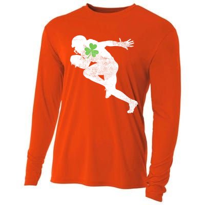 American Football Lovers Green Shamrock Leaf St Patricks Day Cooling Performance Long Sleeve Crew