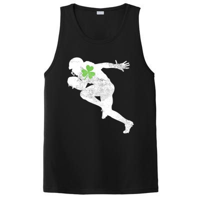 American Football Lovers Green Shamrock Leaf St Patricks Day PosiCharge Competitor Tank