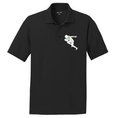 American Football Lovers Green Shamrock Leaf St Patricks Day PosiCharge RacerMesh Polo